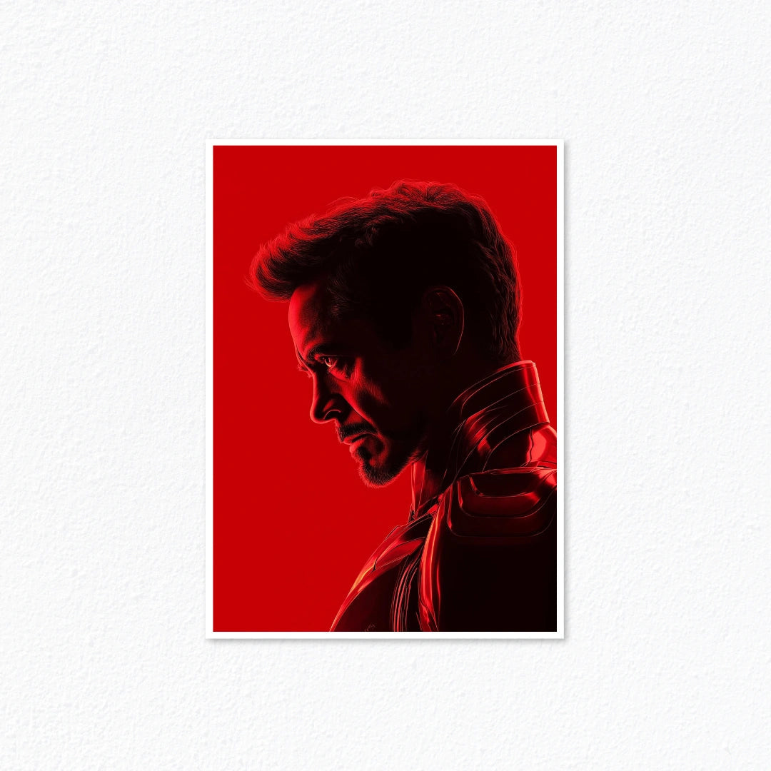 Iron Man – Tony Stark Crimson Red Profile Shadow Art Poster Cladure