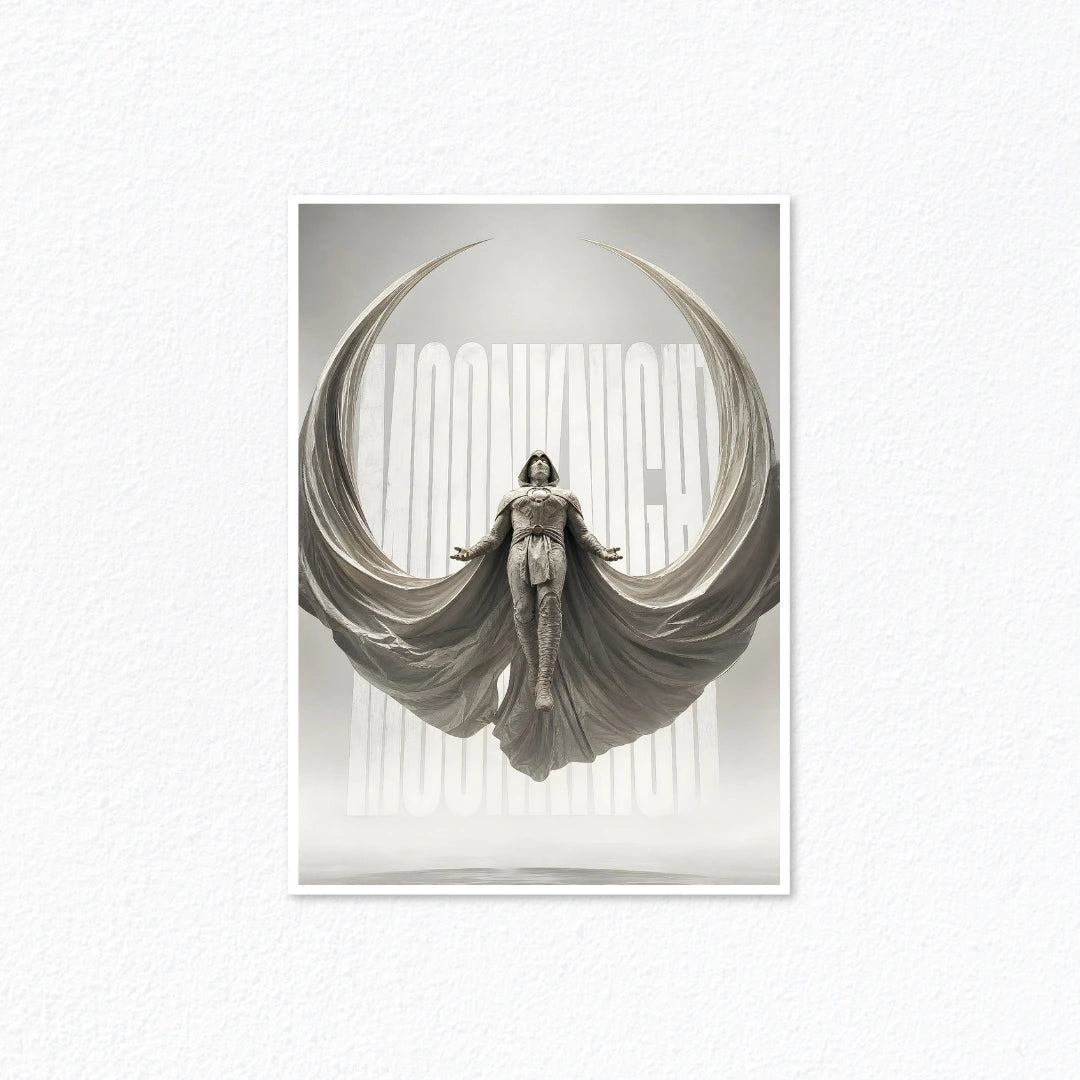 Moon Knight – Levitating Cape Crescent Moon Outline Poster Cladure