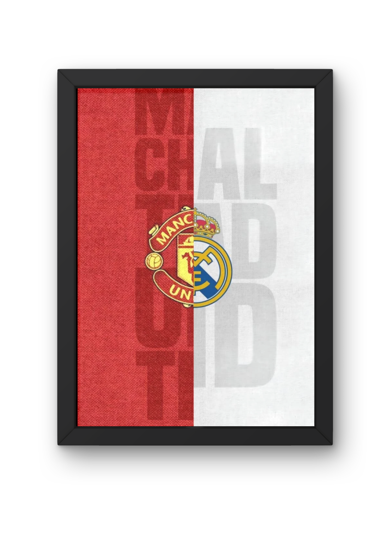 Manchester United vs Real Madrid Split Crest Poster | Minimal Football Wall Art CLADURE Wall Poster