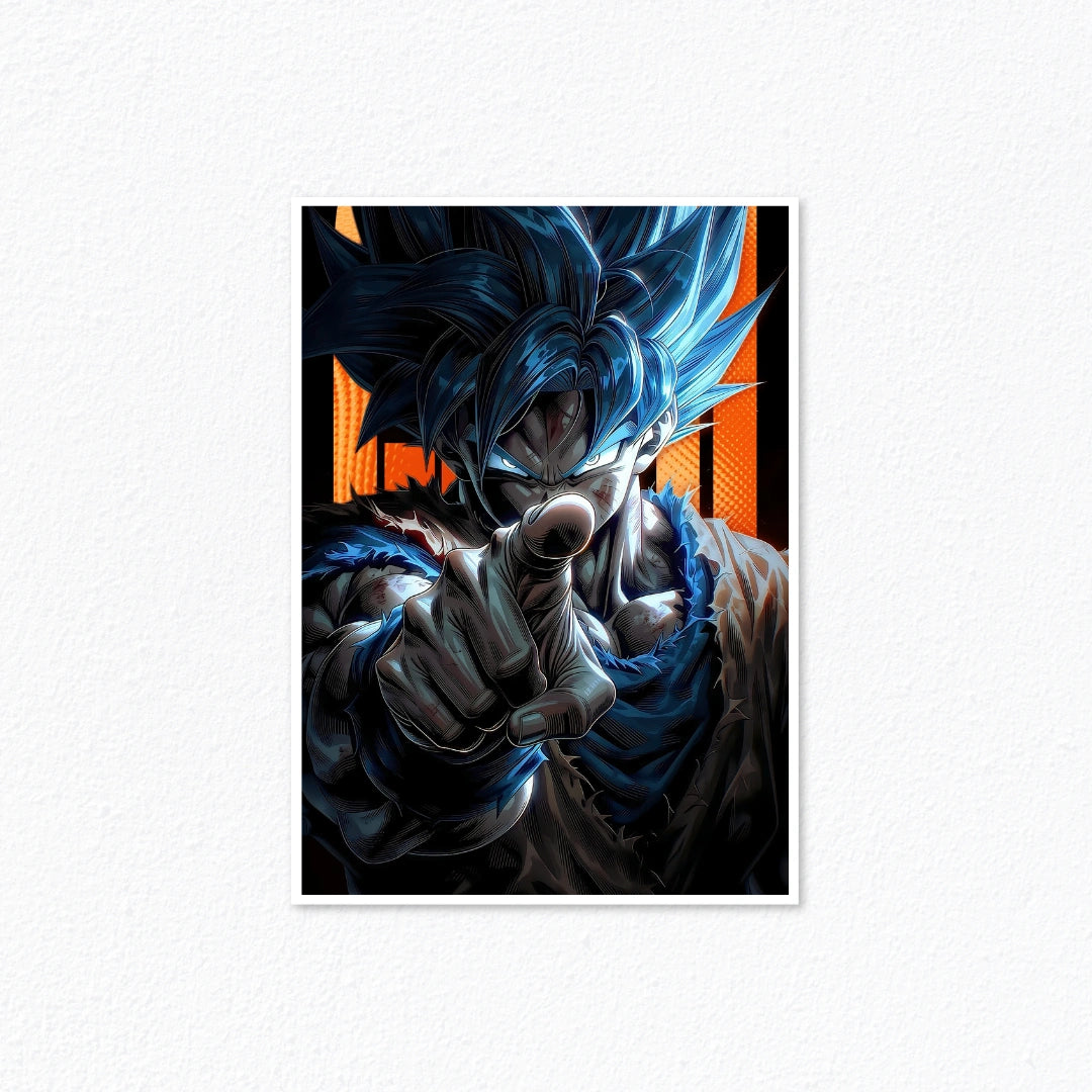Super Saiyan Blue Goku Pointing Battle Stance Poster CLADURE Posters
