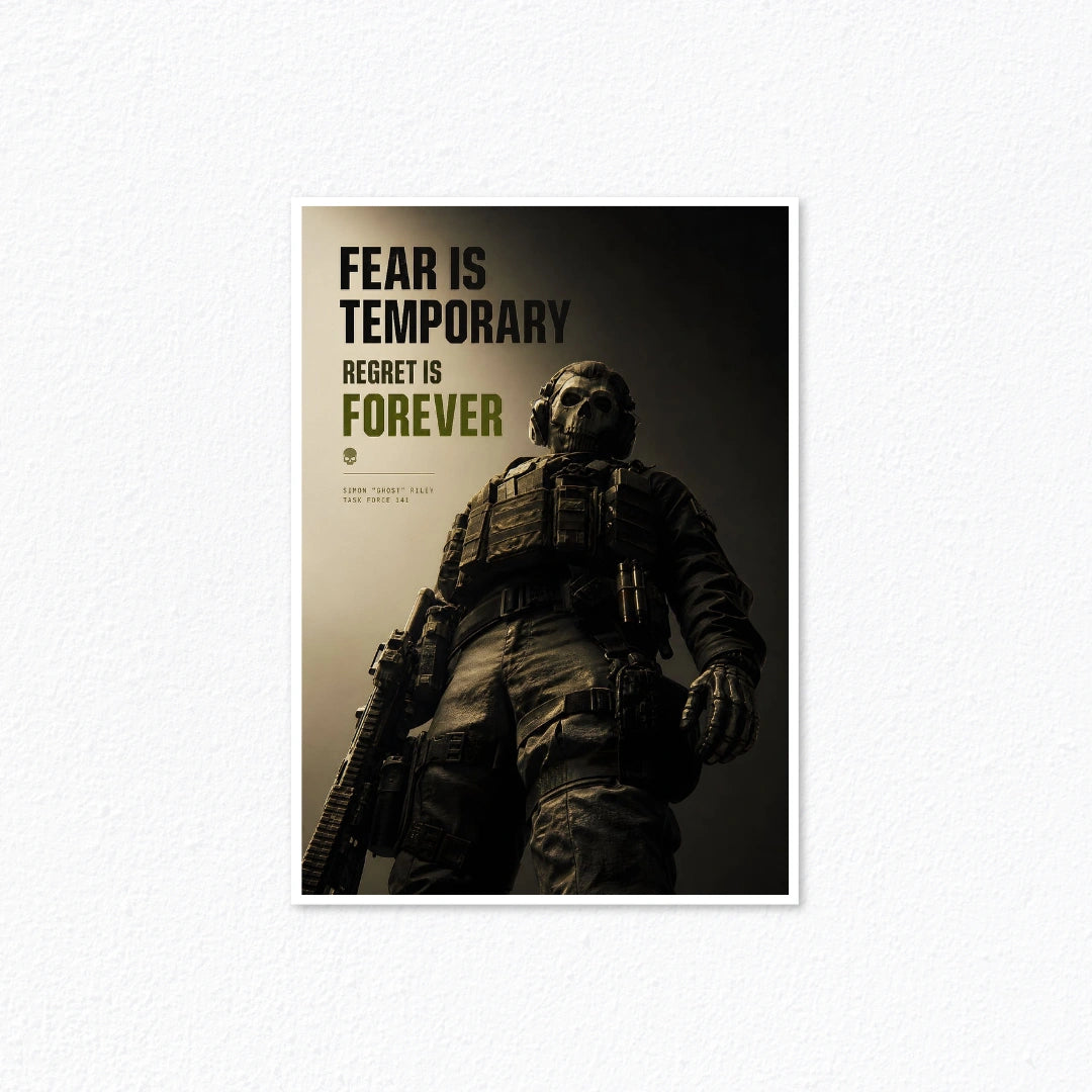 Ghost "Fear Is Temporary, Regret Is Forever" Poster (Call of Duty) Cladure