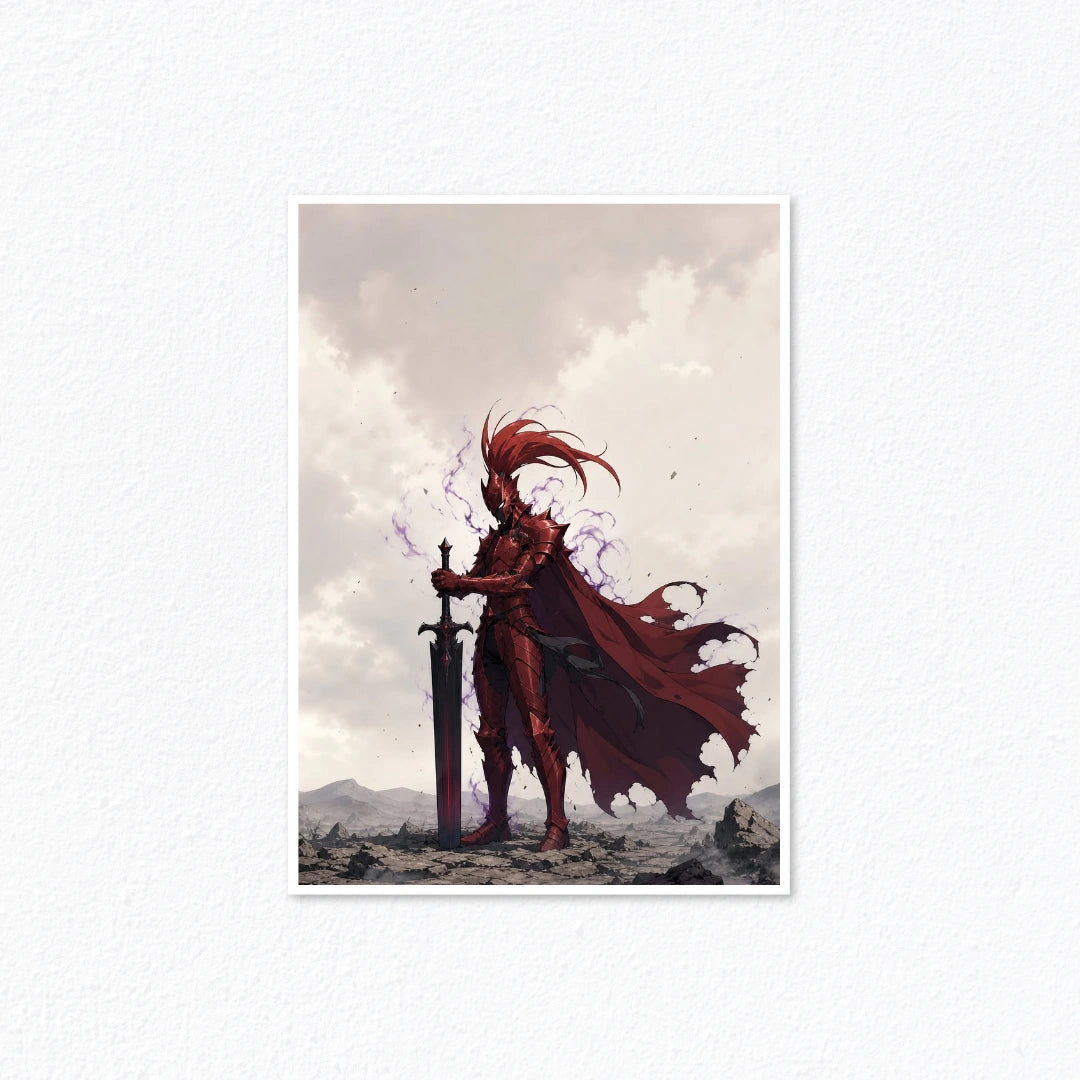 Igris Blood-Red Armor Knight Commander Greatsword Solo Leveling Poster Cladure