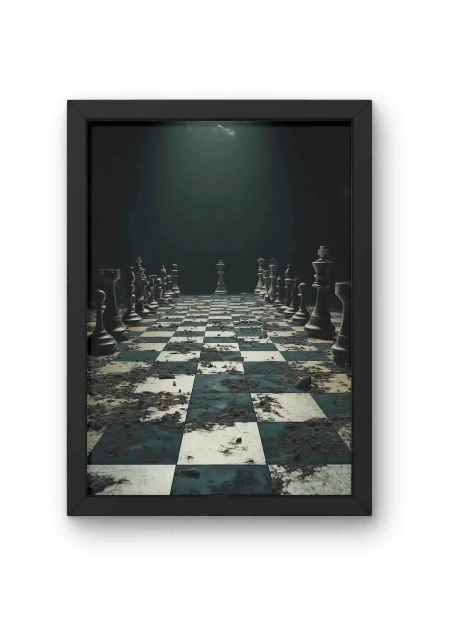 The Lone Queen on a Weathered Chessboard Poster CLADURE
