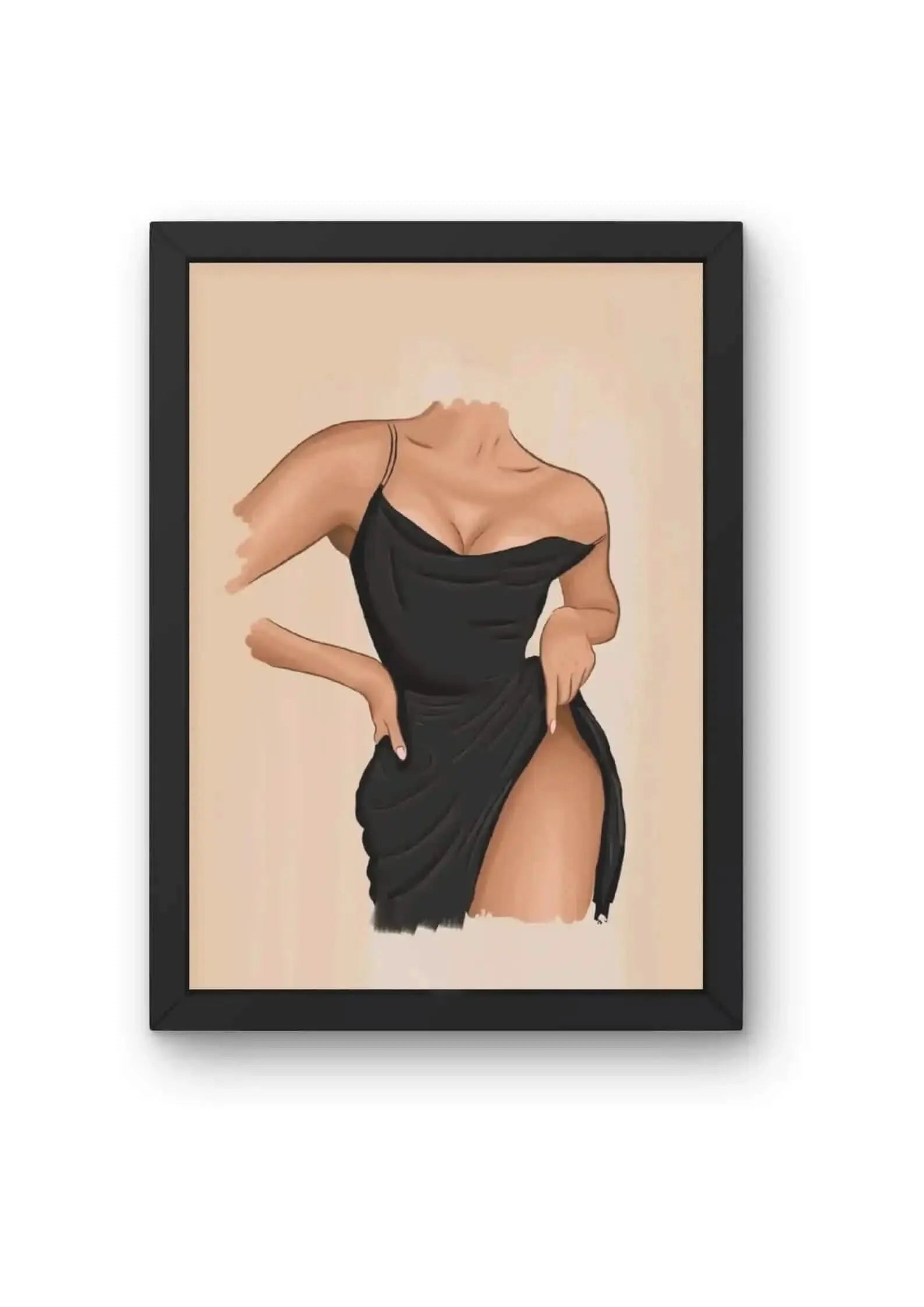 Faceless Girl in Black Dress Illustration Poster CLADURE