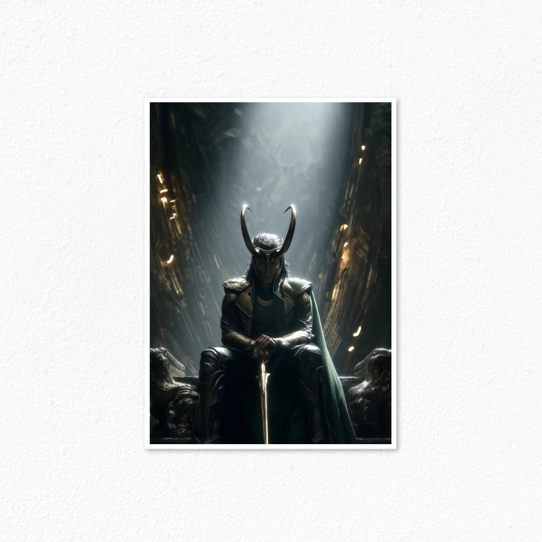 Loki – God of Mischief Seated on Asgardian Throne Poster Cladure