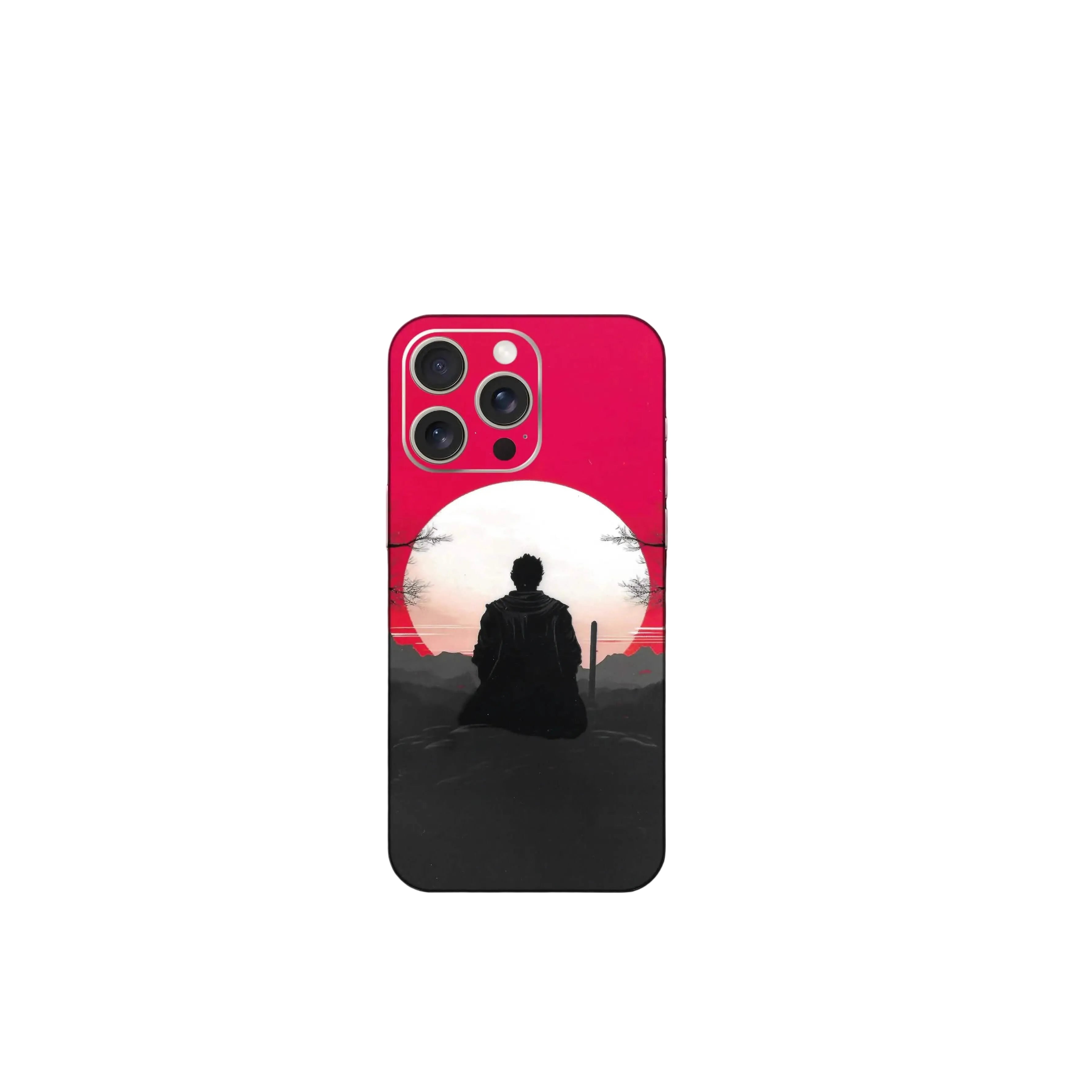 Samurai Silhouette Sunset 3D Embossed Matte Phone Skin