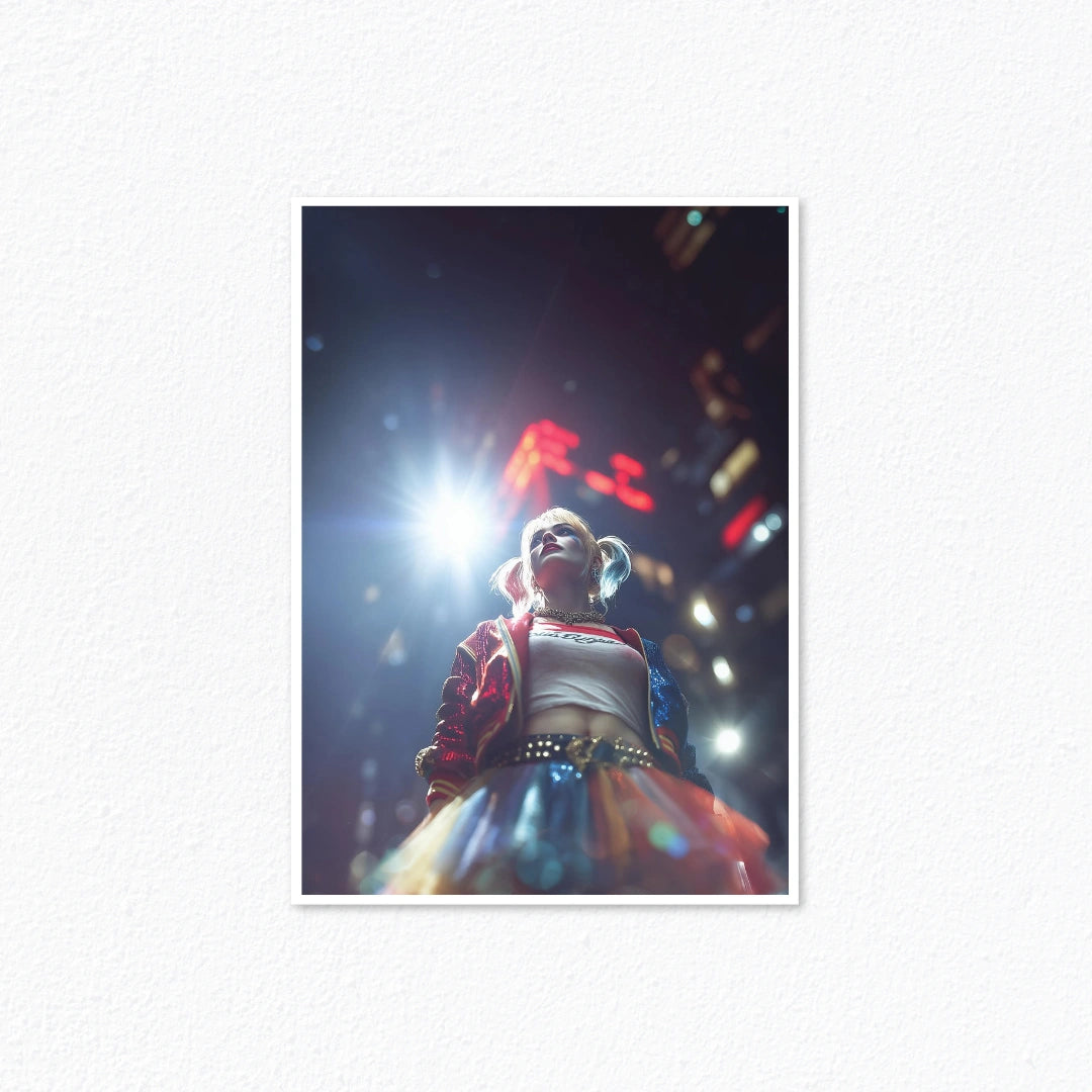 Suicide Squad – Harley Quinn Low Angle Neon Streetlights Poster Cladure