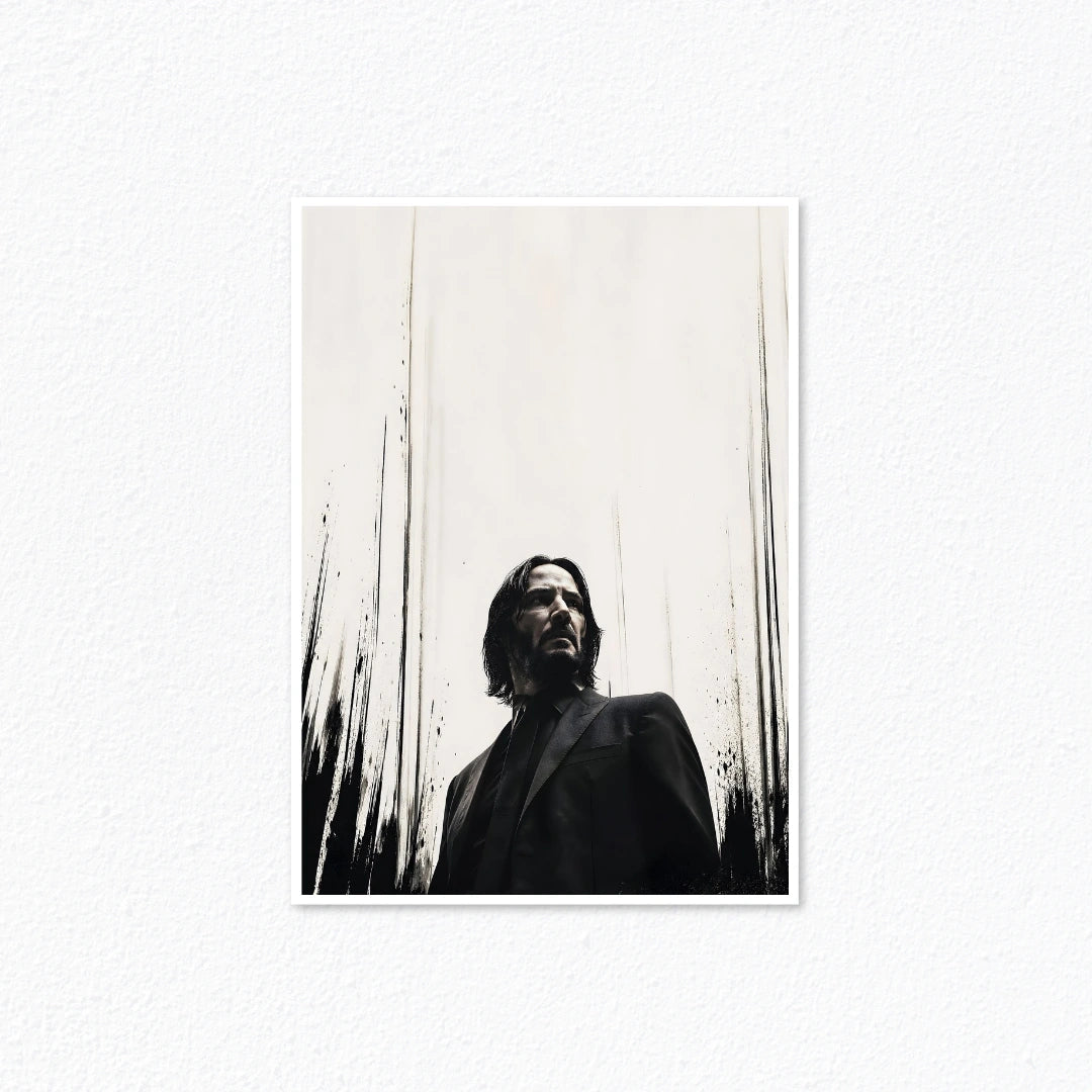 John Wick – Keanu Reeves High-Contrast Ink Splatter Minimalist Poster Cladure