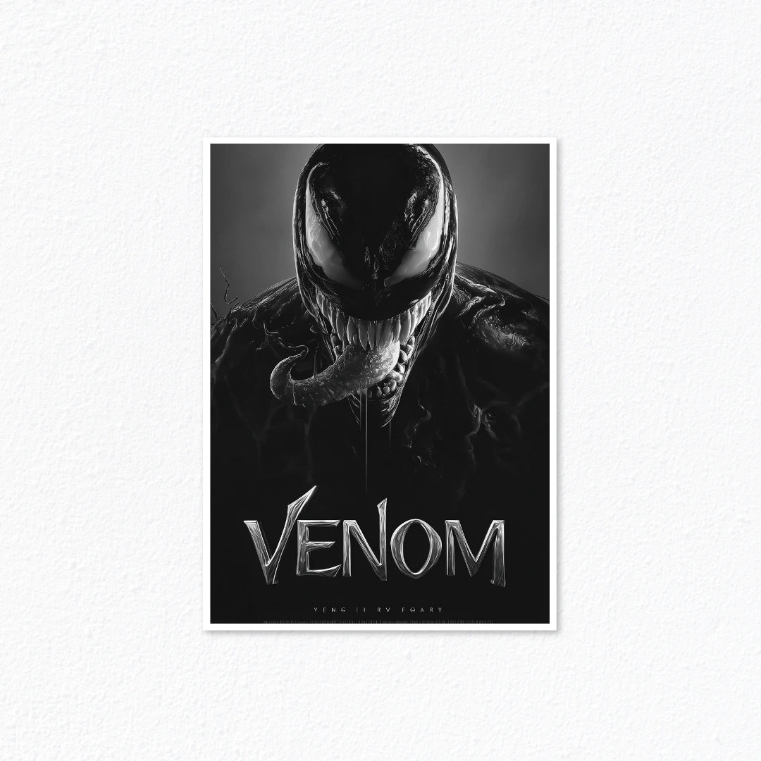 Venom Dark Symbiote Close-Up Typography Poster Cladure