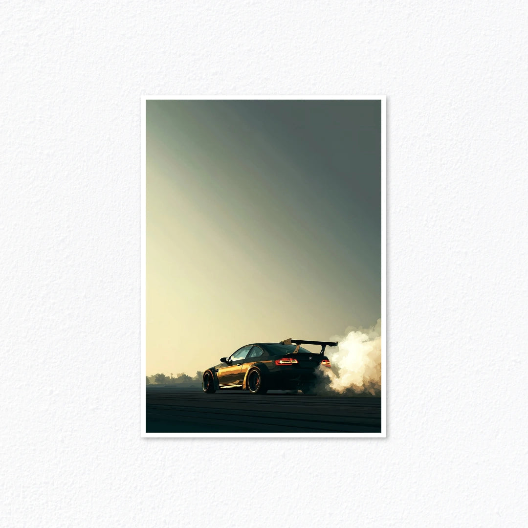 Dark BMW M3 E92 Smoke Drift Poster Cladure
