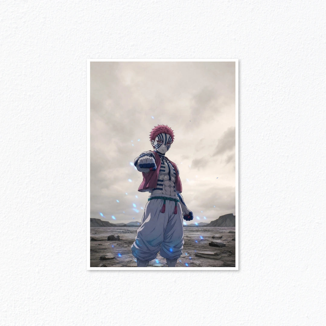 Akaza Upper Moon Three Martial Stance Demon Slayer Wall Poster Cladure