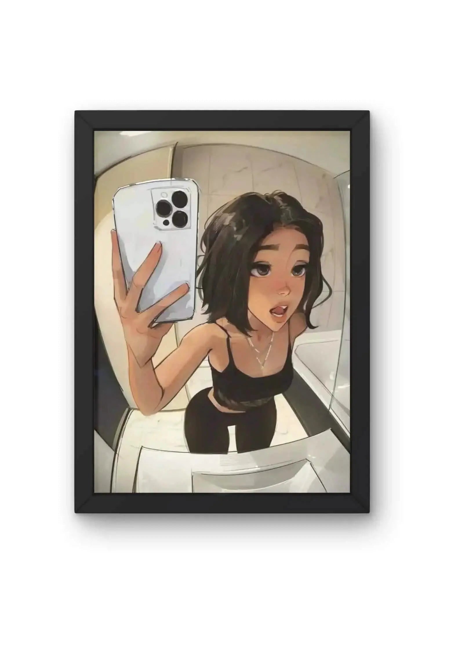 Anime Girl Mirror Selfie Illustration Poster CLADURE
