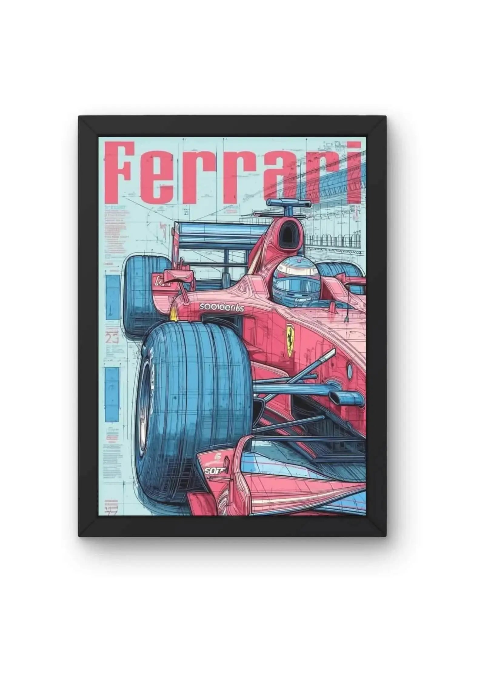 Ferrari F1 Car Blueprint Poster CLADURE