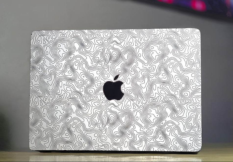 White Topography 3D Laptop Skin | Topography Laptop Skin CLADURE